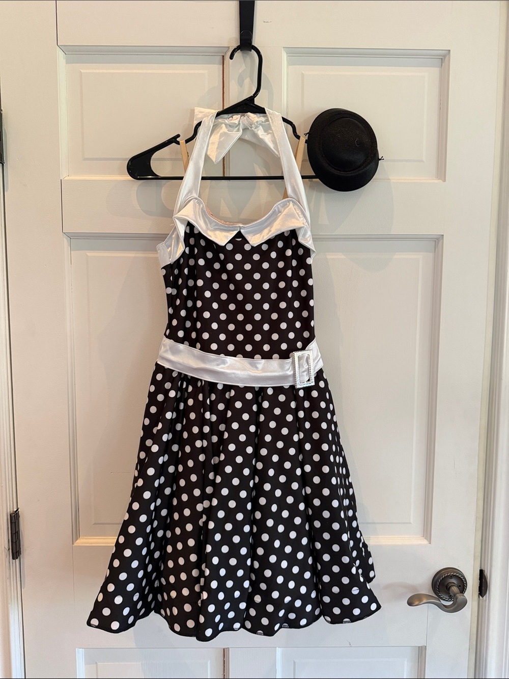 Costume: Weissman Black and White Polka Dot Retro Halter Dress Costume